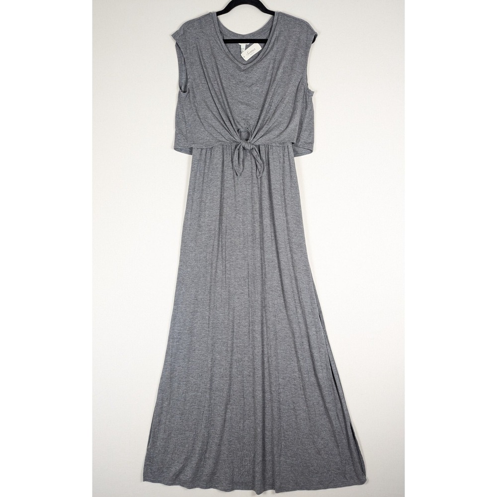 Soma Dress Women Medium Long Jersey Sleeveless Cap Sleeve Knot Front Maxi Dress